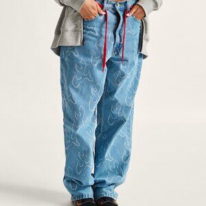 Vans Check 5 Loose Fit Flame Print Jeans Light Wash Size 28 Skater Baggy